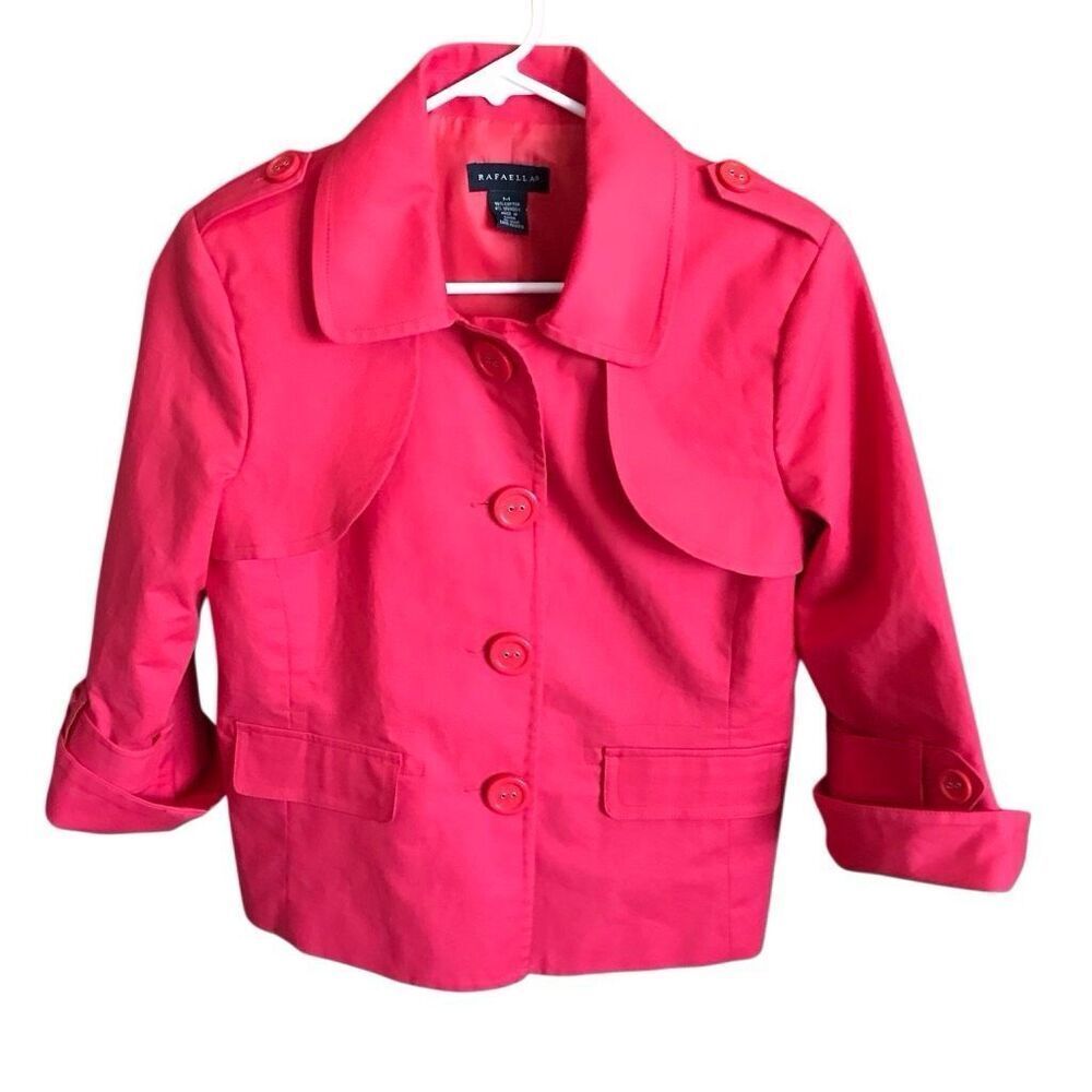 Rafaella Red 3/4 Sleeve Jacket blazer coat button dry clean